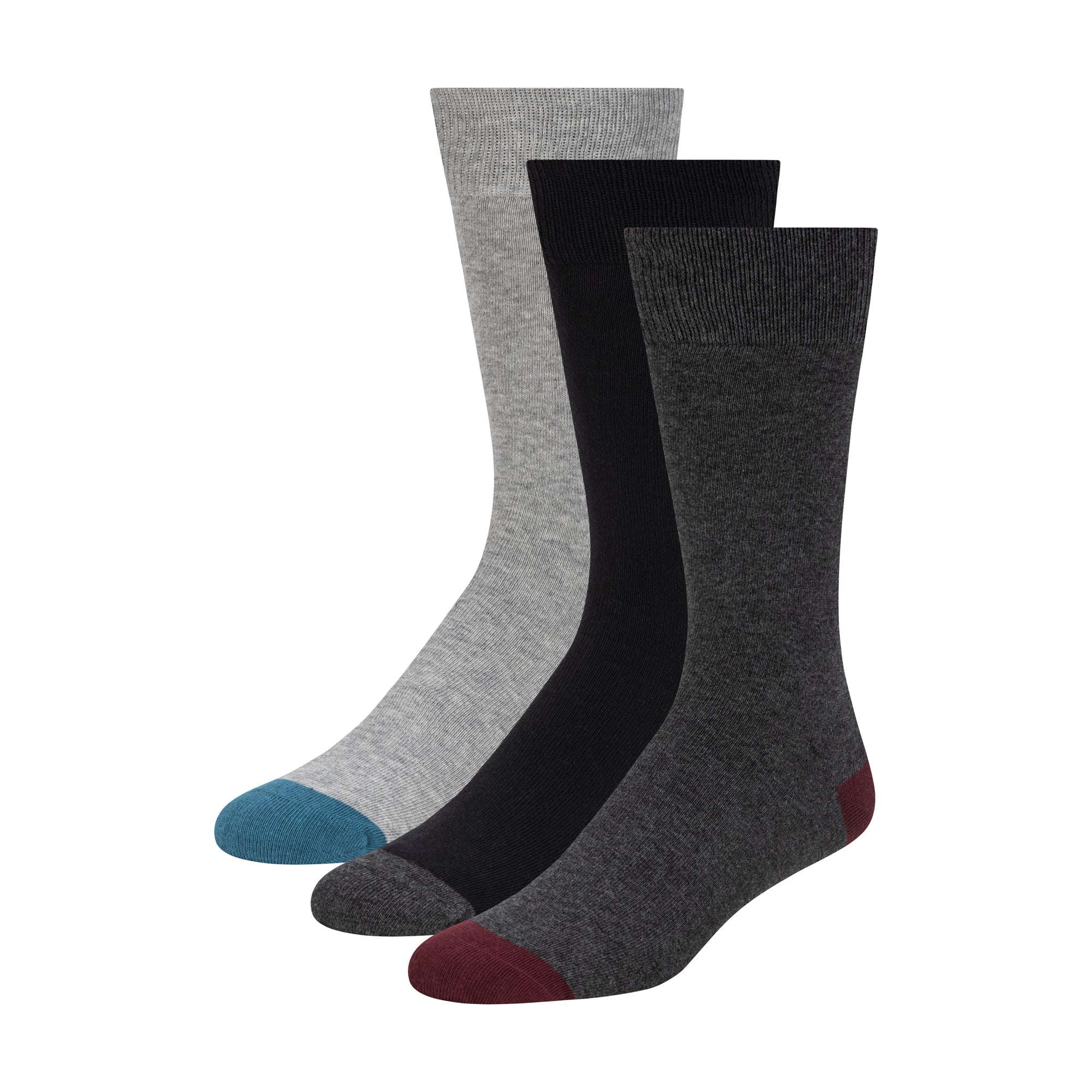 3 PK MENS NON TERRY CREW | DARK GREY - Image 3
