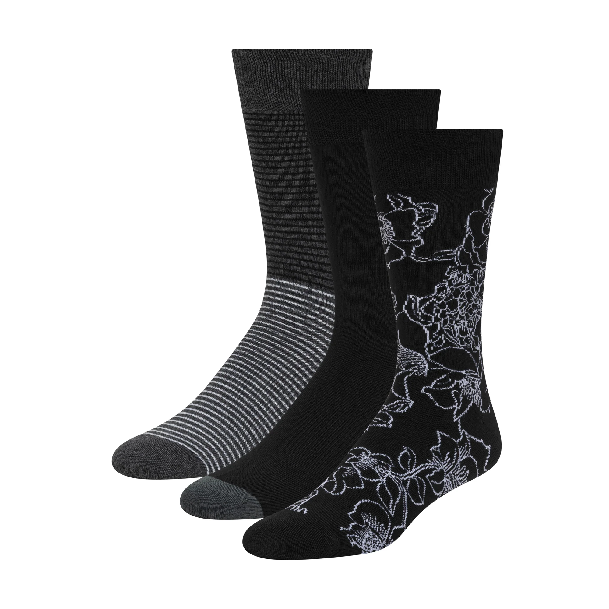 3 PK MENS NON TERRY PRINT CREW | BLACK - Image 3