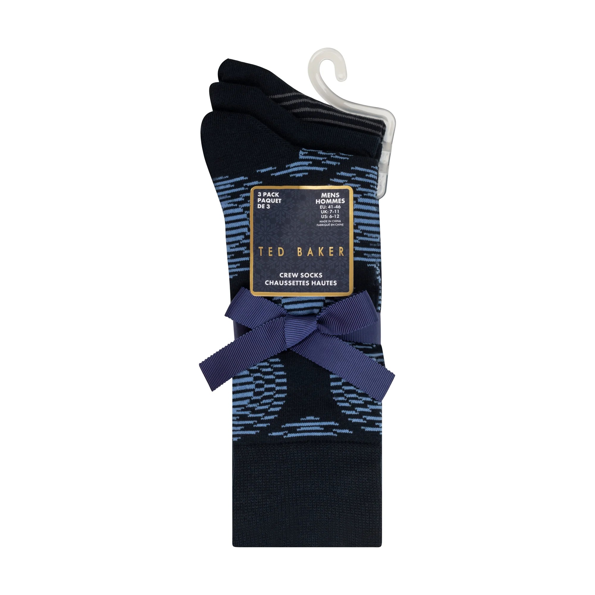 3 PK MENS NON TERRY PRINT CREW | BLUE - Image 3