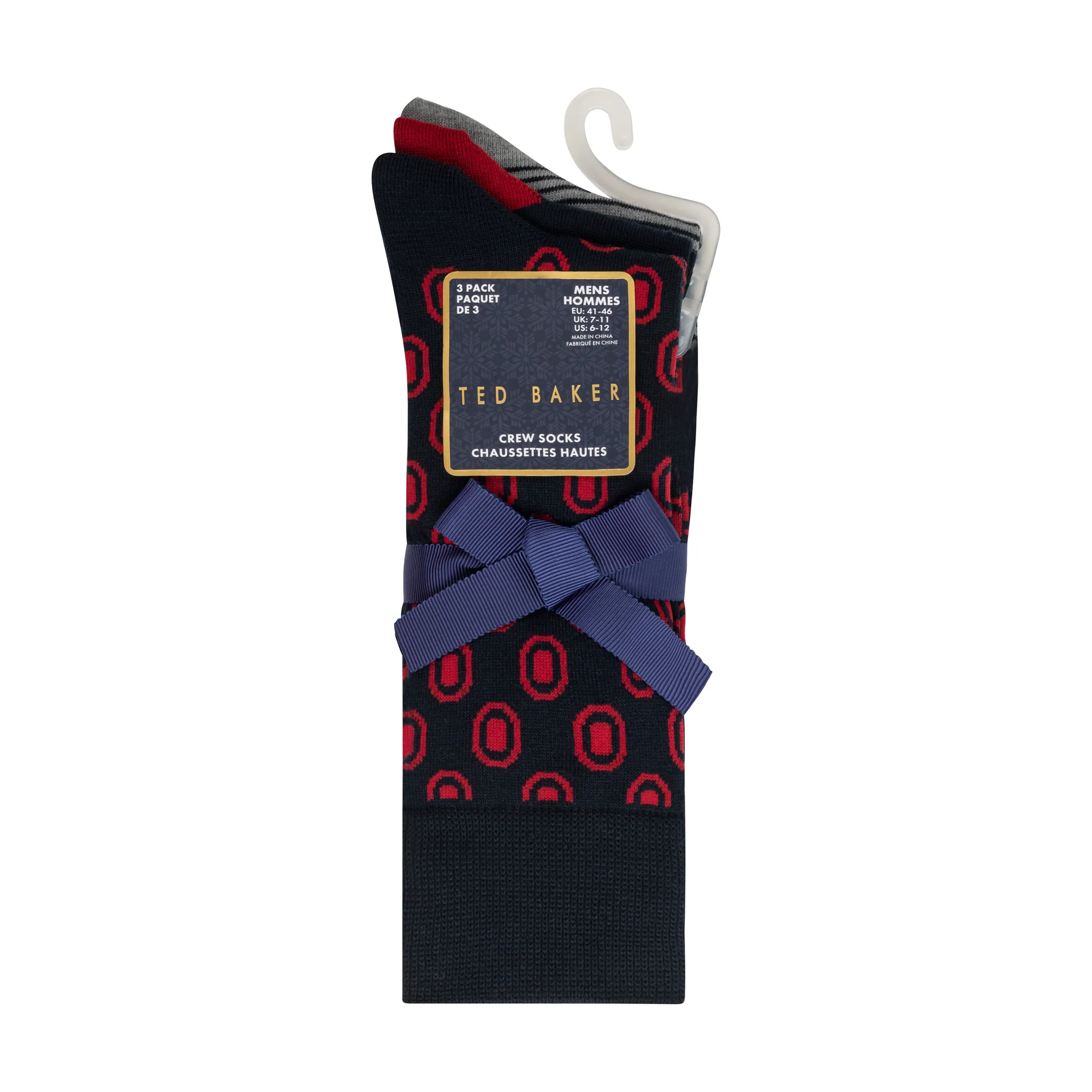 3 PK MENS NON TERRY PRINT CREW | RED - Image 3